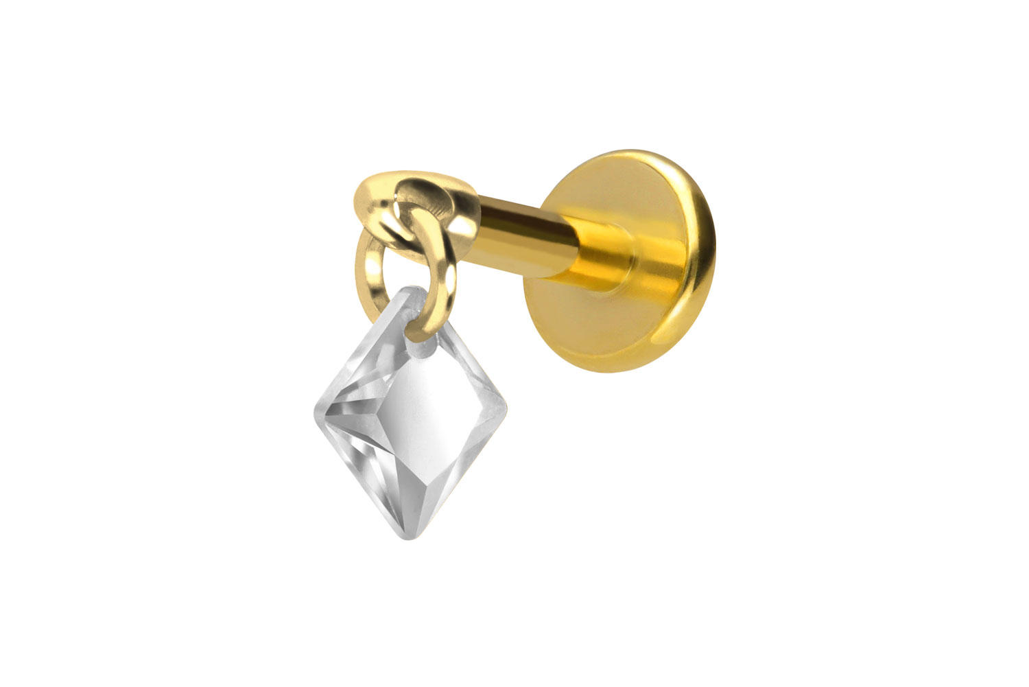 Titan Labret Piercing mit Innengewinde KRISTALLQUADRAT